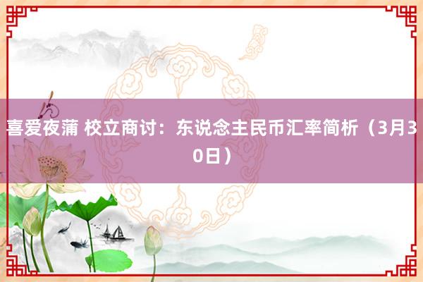 喜爱夜蒲 校立商讨：东说念主民币汇率简析（3月30日）