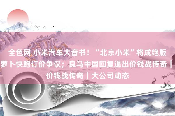 全色网 小米汽车大音书！“北京小米”将成绝版；官方回复萝卜快跑订价争议；良马中国回复退出价钱战传奇｜大公司动态