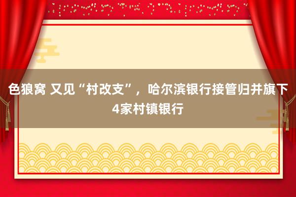 色狼窝 又见“村改支”，哈尔滨银行接管归并旗下4家村镇银行