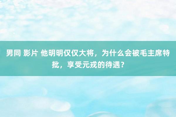 男同 影片 他明明仅仅大将，为什么会被毛主席特批，享受元戎的待遇？