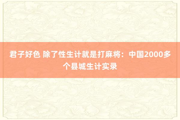 君子好色 除了性生计就是打麻将：中国2000多个县城生计实录